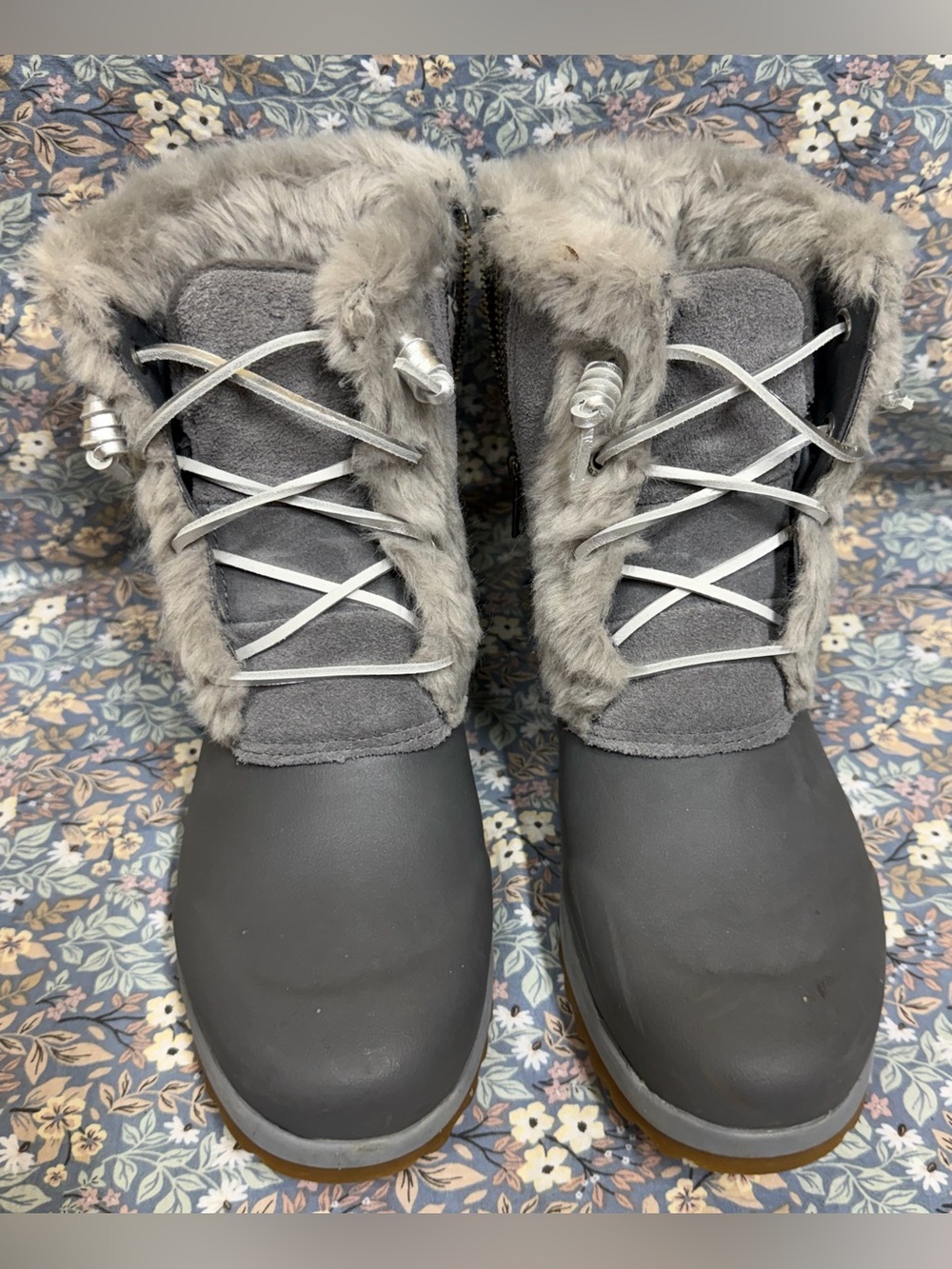 Sperry Maritime Repel Grey Faux-Fur Winter Boots